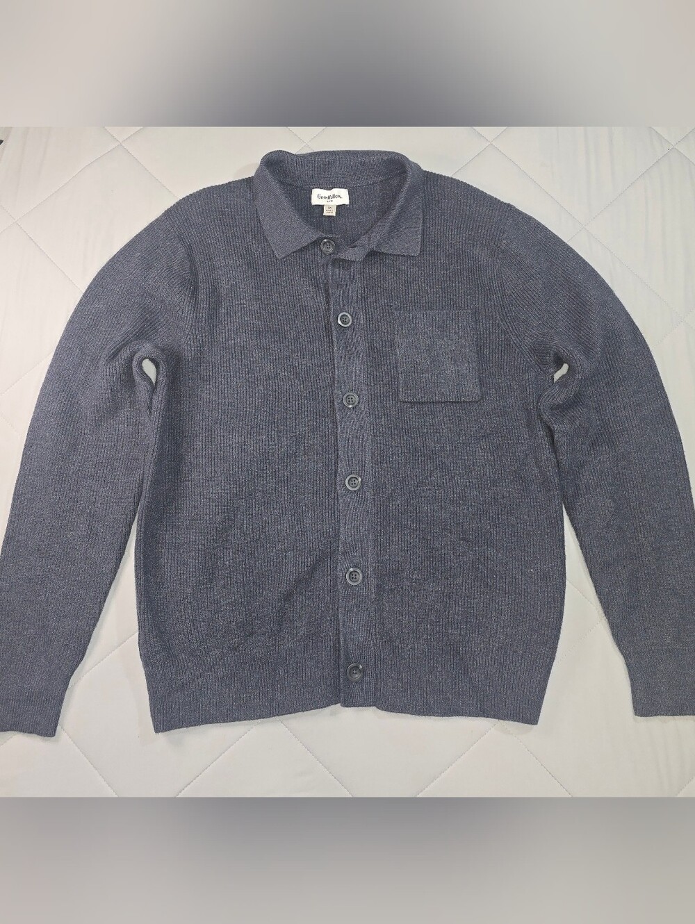 Mens Grey Button-up Sweater M